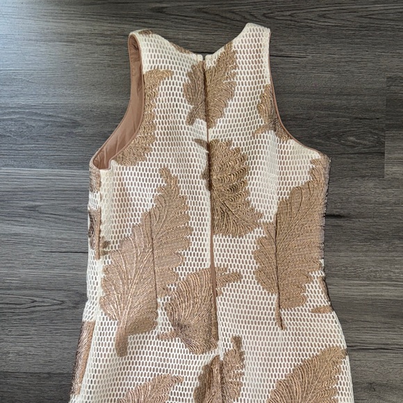 Badgley Mischka Cream and Gold Leaf Mini Dress - Picture 4 of 4